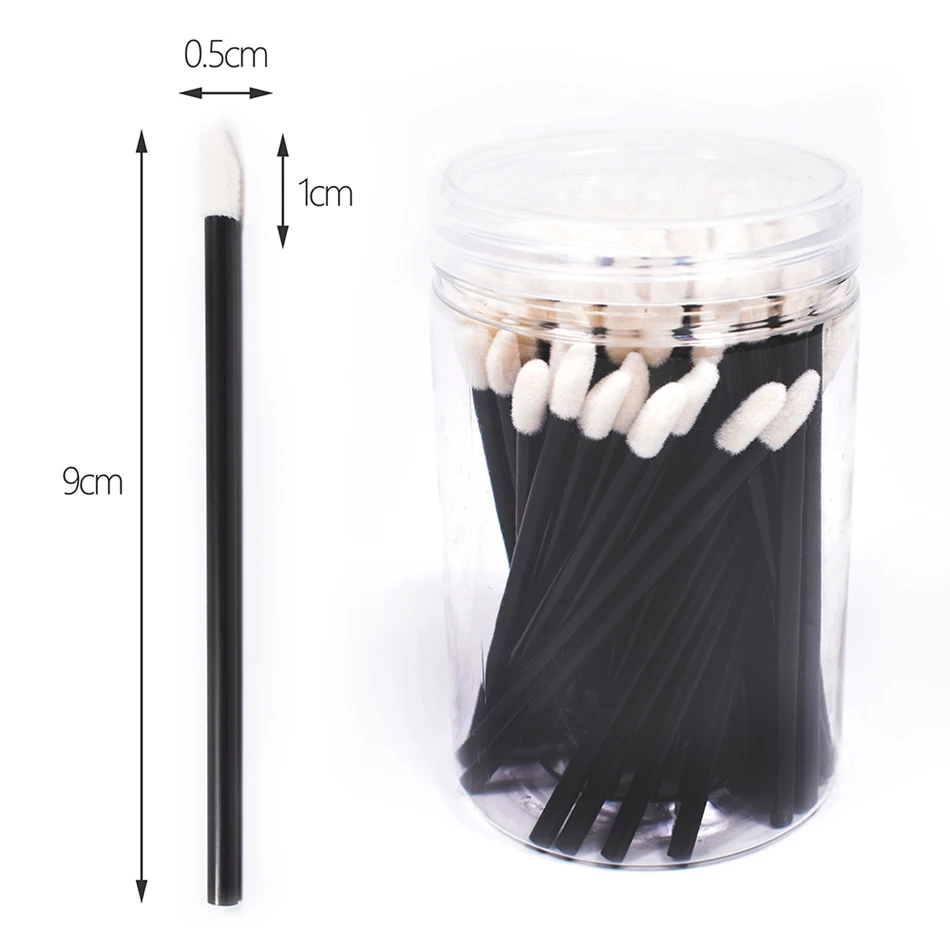 

50pcs Lip Brush Rubber Brush Cotton Stick Disposable Cosmetic Tools Can Be Used For Hair Extension Glue