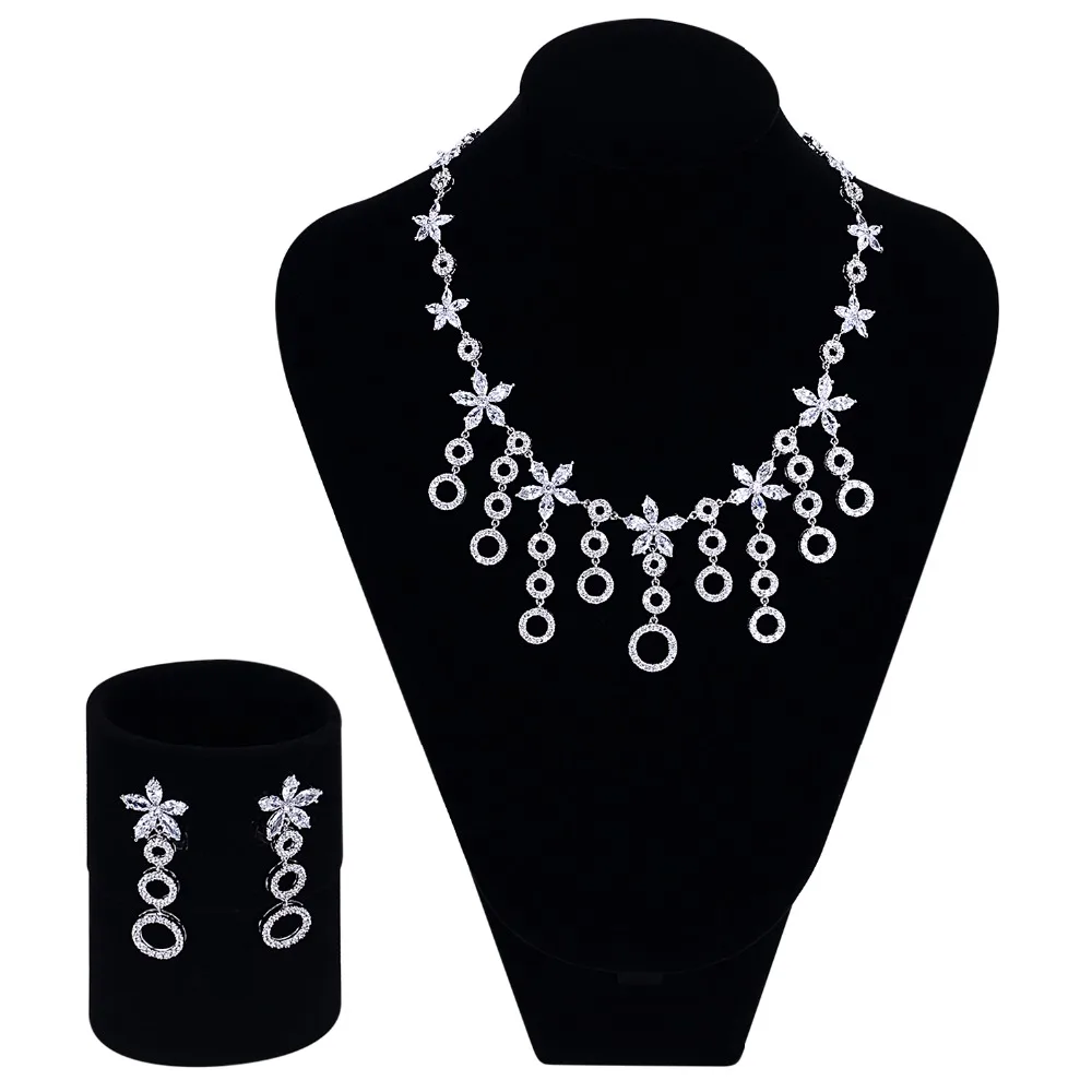 

New Fashion Necklace/Earrings 2pcs Sets Setting with Cubic Zirconia Cadmium Free Wedding jewelry set
