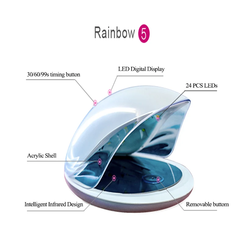 Светодиодная УФ лампа dmoly Rainbow5 Сушилка для ногтей с 24 шт. 48 Вт полировки гелем