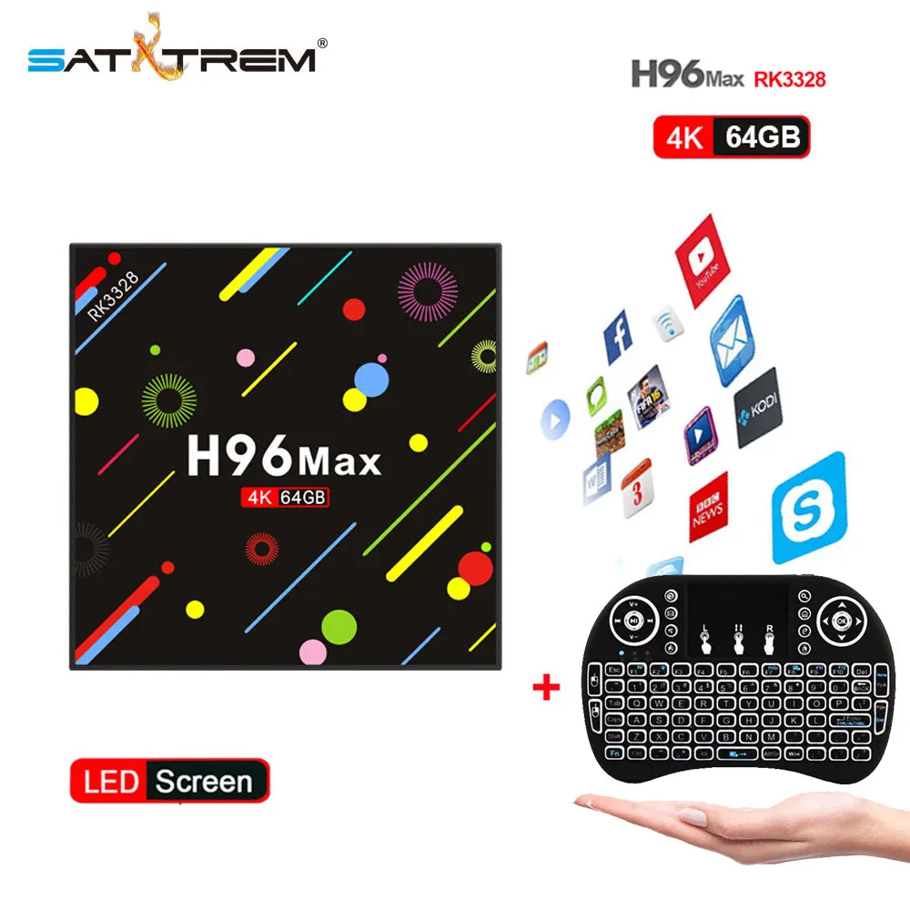 

Satxtrem H96 MAX H2 Android 7.1 TV Box 4GB 64GB RK3328 Quad Core 4K VP9 HDR10 USB3.0 WiFi Bluetooth 4.0 Media Player PK X92 X96