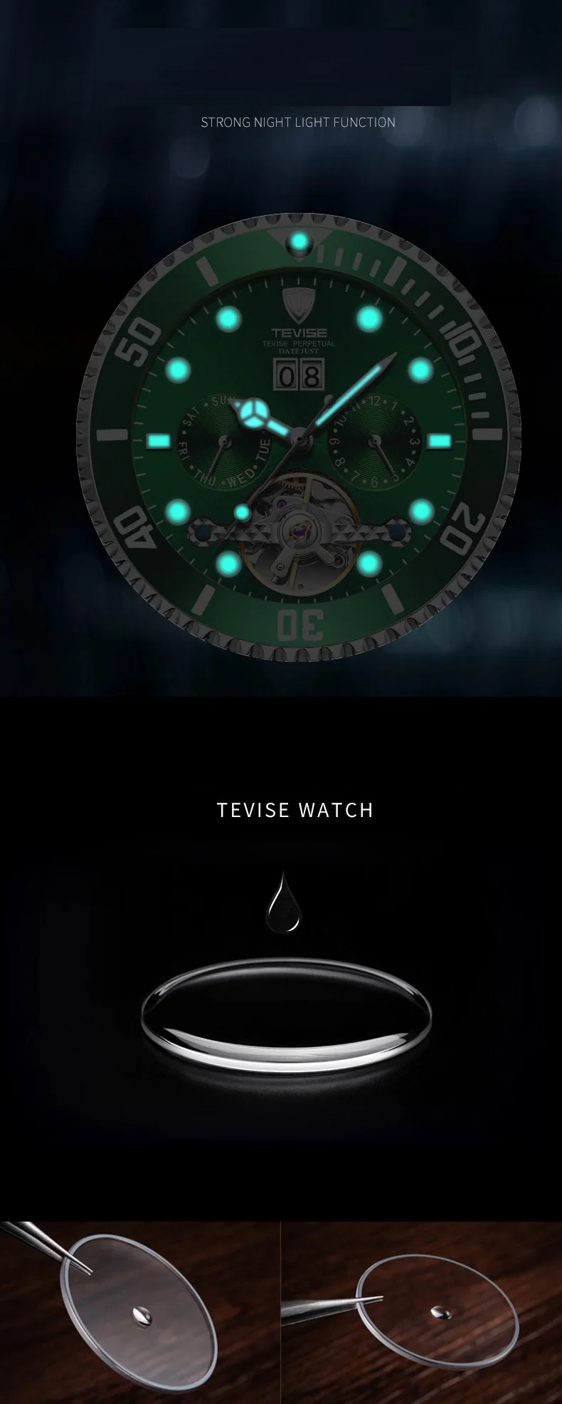 NEW Watch Men TEVISE T823F Mens Watches Top Brand Luxury Date Week Month Automatic Mechanical Watch Tourbillon Male Clock Tool (6)