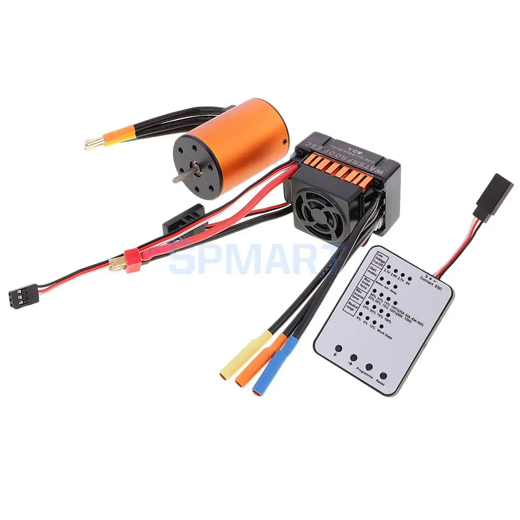 

3650 4300KV Brushless Motor+60A ESC+LED Programing Card for 1/10 RC Car Truck Crawler