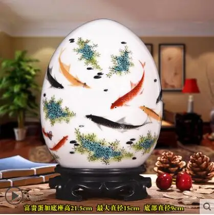 Керамическая ваза Цзиндэчжэнь в китайском стиле, Ландшафтная ваза+ основа для гостиной, украшение для домашнего интерьера, украшения из яиц - Цвет: style 11