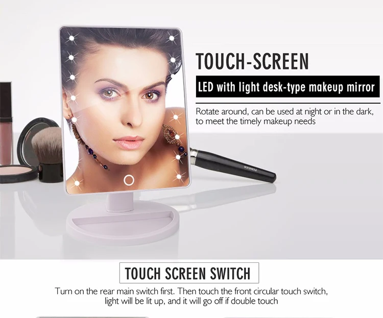 Espelho de Maquiagem Preço com Desconto Luzes com 10x Luzes Touch Screen Dropshipping 16 Brilhante 22 Led 12 High Quality Beleza e saúde