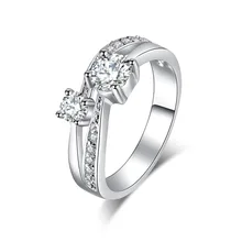 Hot Sale Silver Color Square Vintage Design Clear CZ Big Ring For Women Luxury Crystal Wedding Band Finger Ring Fashion Jewelry
