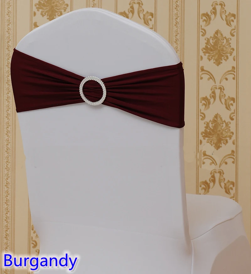 Золотой цвет стулья створки с круглой пряжки для стульев спандекс группа лайкра створки галстук-бабочка Свадебные украшения