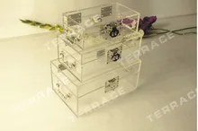 (3 шт./компл.) Бесплатная Доставка Акриловый Jewelry Box, Lucite хранения организатор коробки ОДИН ЛЮКС