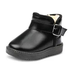 Детские ботинки обувь 2019 Новый Плюшевые зимние теплые ботинки для снежной погоды модная детская кожа мягкая Водонепроницаемый мальчиков и