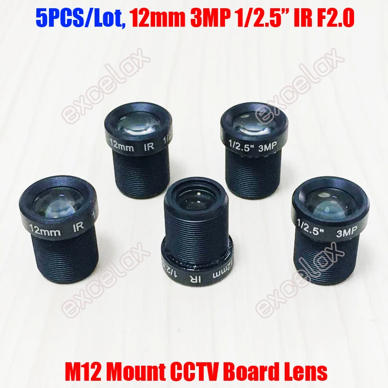 5 шт./лот 3MP 1/2. " 12 мм F2.0 фиксированный ИК MTV CCTV плата объектив M12 крепление для 1.3MP 2MP 3 мегапикселей безопасности аналоговая ip-камера