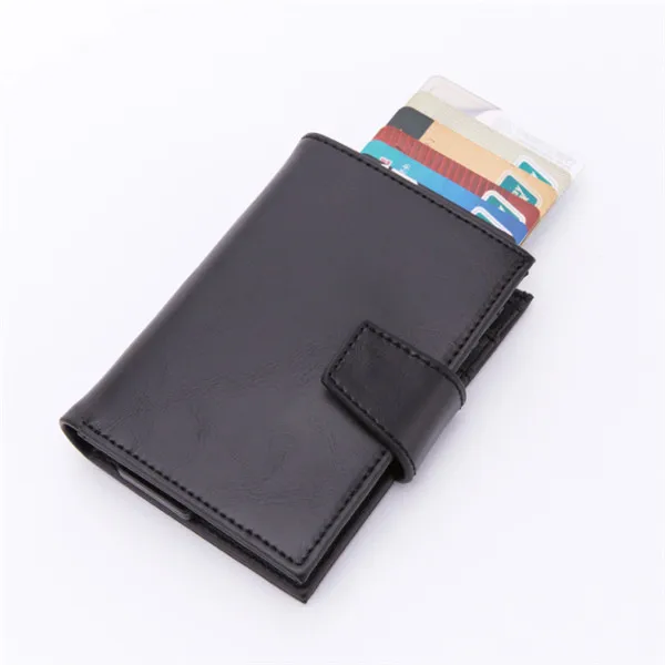 ZOVYVOL Rfid мужской кошелек для карт, кожаный тонкий металлический кошелек, кошелек для денег, мужской короткий клатч, волшебный Умный кошелек, маленький кошелек - Цвет: Black x-45