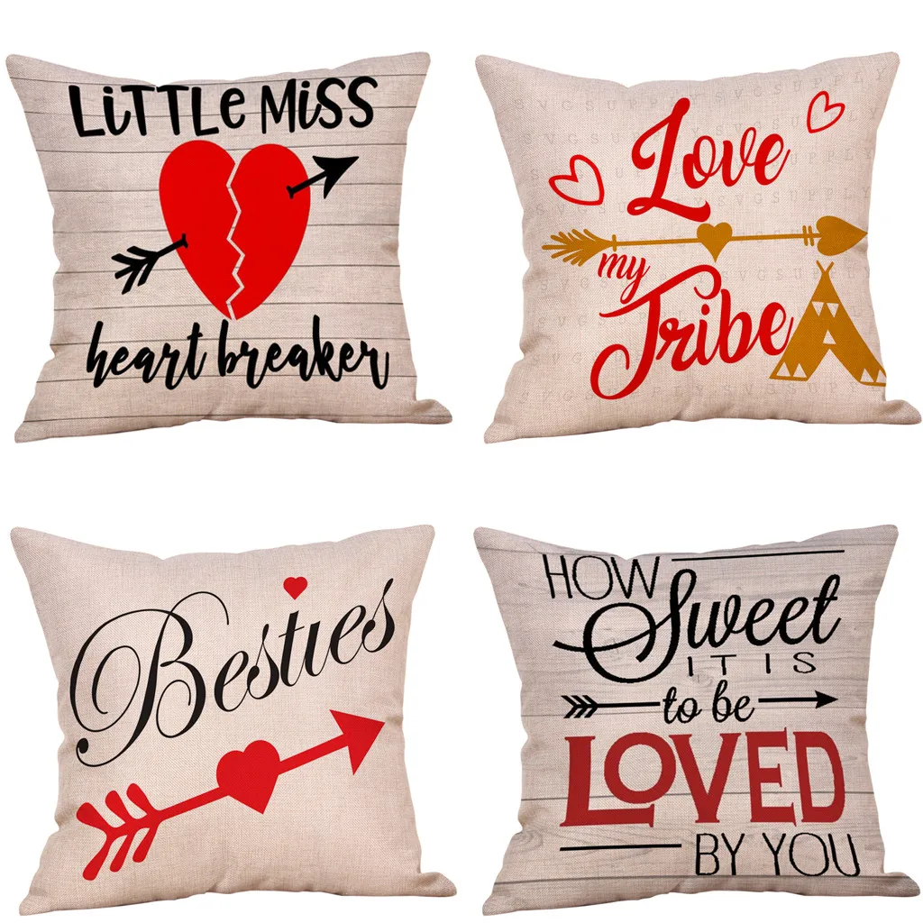 

Gacsidy Store dakimakura 4PC Happy Valentine's Day Throw pillow case cover Sweet Love Square