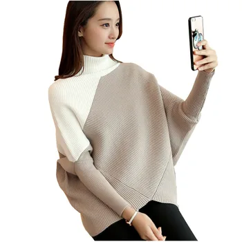 

2017 Autumn winter female sweater Student Pattern Bat sleeve Pullover Thickening Sweater Woman Easy Rendering sweater coat AS37