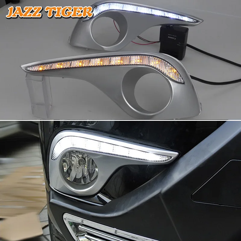 JAZZ TIGER 2PCS Yellow Turn Signal Function 12V Car DRL LED Daytime Running Light Daylight For Toyota Highlander 2012 2013 2014 JAZZ TIGER 2PCS Yellow Turn Signal Function 12V Car DRL LED Daytime Running Light Daylight For Toyota Highlander 2012 2013 2014