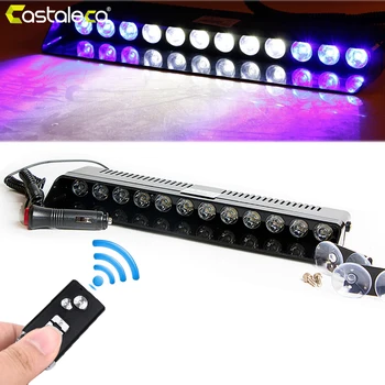 

Castaleca Vehicle Front Windshield Police Strobe Light Remote Control Emergency Warning Suction Cup Flashing Fog Lamp 12V