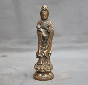

wedding decoration Old Chinese Buddhism Bronze Lotus Ruyi Guanyin KuanYin Bodhisattva Buddha Statue