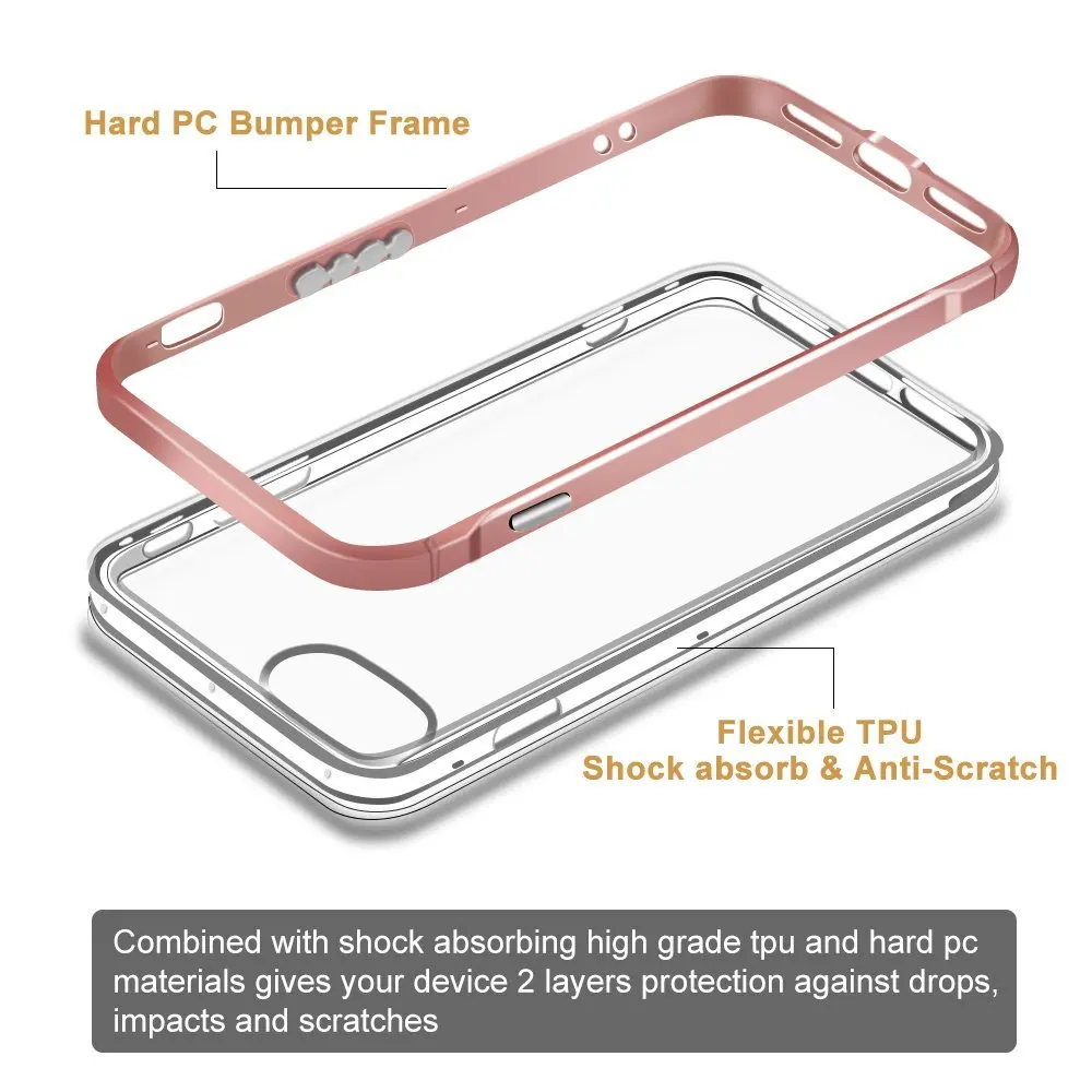 Portefeuille For iPhone 7 Case Hybrid Soft TPU Protective Shockproof Hard PC Frame Cover for iPhone 8 Plus X 6 6S 5 5S SE Coque (6)