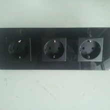 ЕС тройная розетка питания Schuko, черная кристальная стеклянная панель, 16A ЕС стандартная настенная розетка KP003EU-B