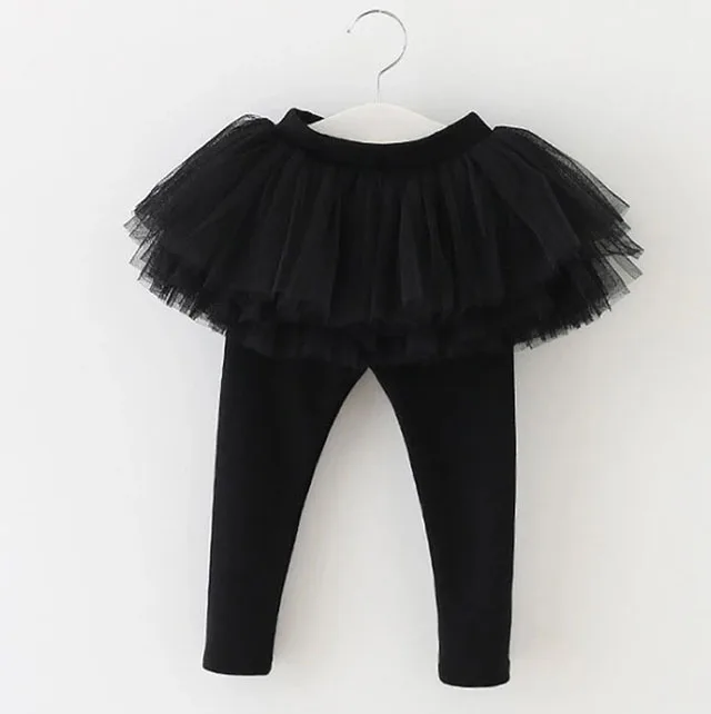 Autumn Girls Thin Gradient Cotton Girl Legging Skirt-pants Fashion Mesh Ball Gown Spring Children Girls Skirts 1-5Yrs - Цвет: Black