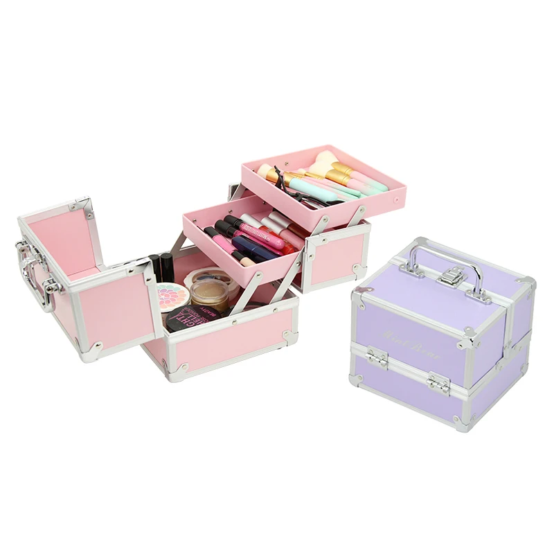 

Beginner cosmetic case,Waterproof makeup kit,Small capacity beauty case,Easy to clean Toolbox,Multi-layer folding sto