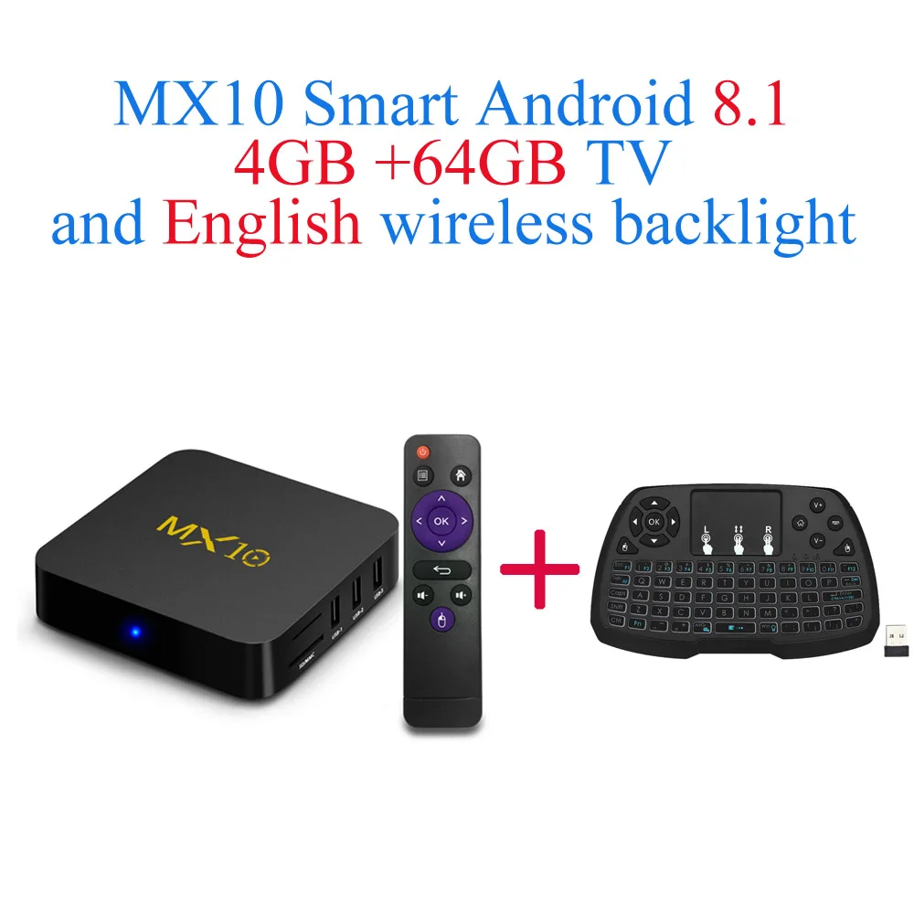 Docooler MX10 WiFi ТВ приставка 4K приставка RK3328 Android 9,0 USB3.0 32GB64GB Смарт ТВ приставка HD медиаплеер для Smart Android tv - Цвет: 4G64G EN-Keyboard