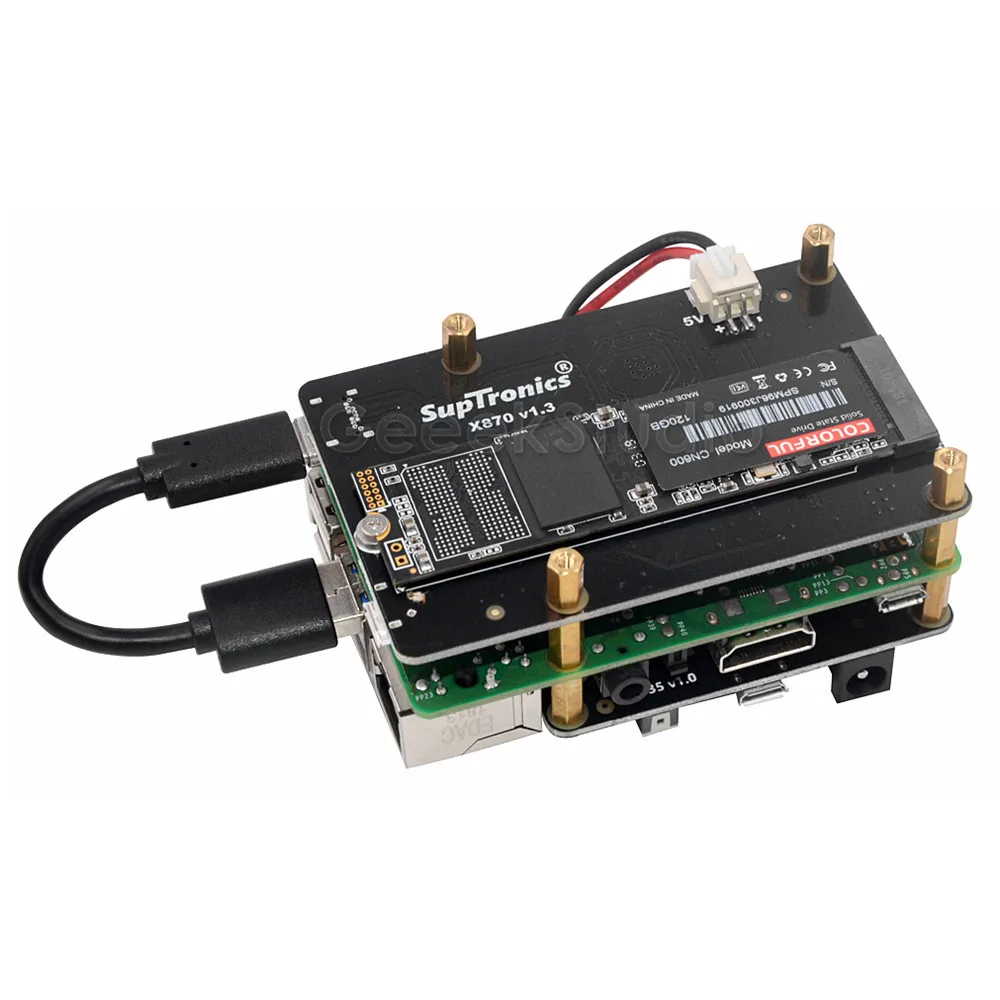  X870 M.2 NVMe SSD Schild Expansion Board 2280/2260/2242/2230 für Raspberry Pi 1 Modell B +/2 B/3 B/