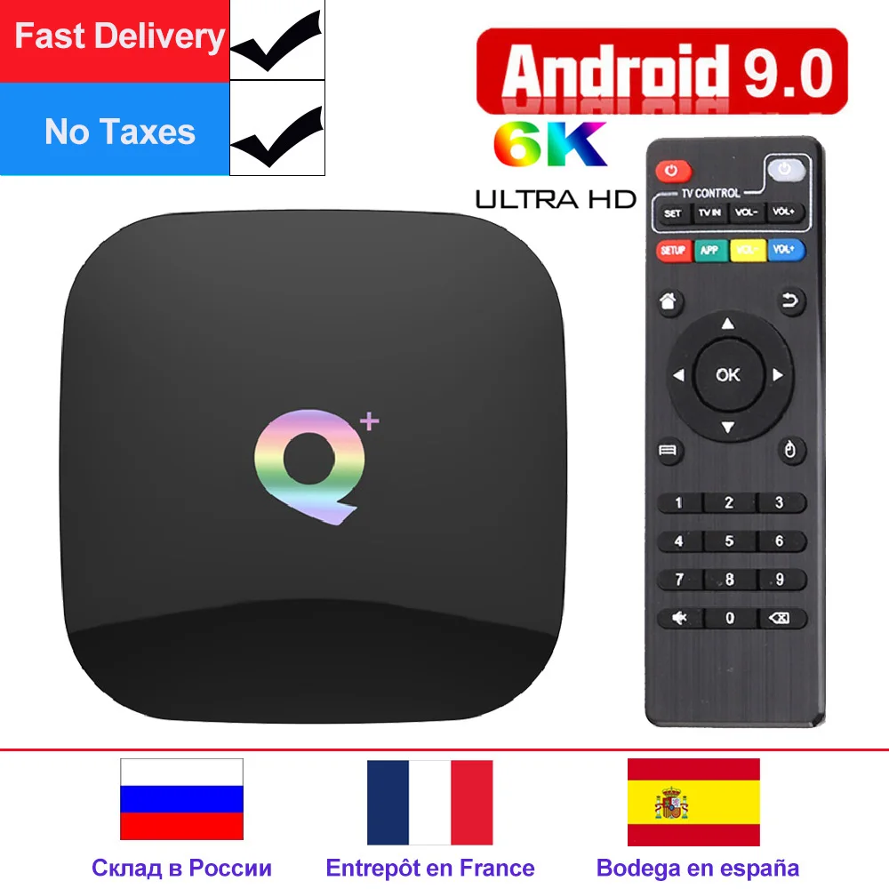 2019 6 K الروبوت 9.0 التلفزيون مربع مربع التلفزيون الذكية 4 GB/64 GB Allwinner H6 رباعية النواة H.265 USD3.0 2.4G Wifi دعم جوجل Playstore يوتيوب