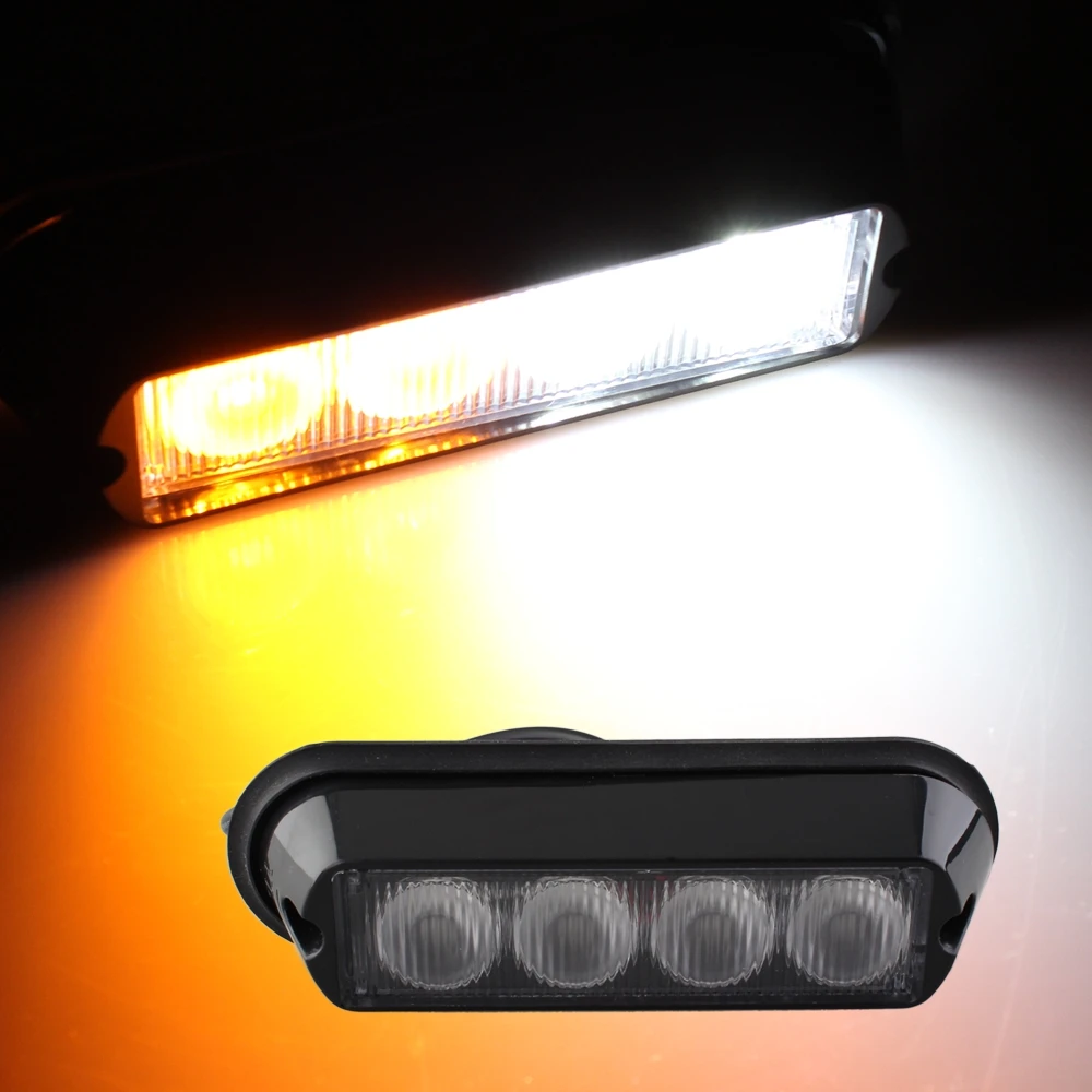 Car Flashing Strobe Flash emergency light White and yellow 4LED Lights 12V 4Win Car Light