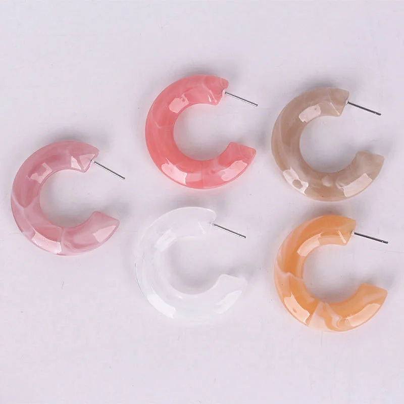 

UJBOX Summer Candy Color Hoop Earrings Women Acrylic Resin Earrings 2019 Japanese Korean Fashion Big Hoop Earrings Wholesale