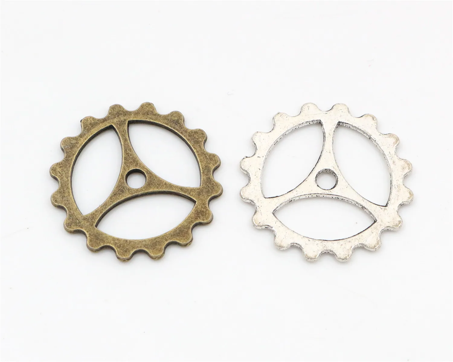 

22x22mm 20pcs Antique Bronze and Antique Silver Plated Gear Handmade Charms Pendant:DIY for bracelet necklace-