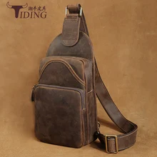 Мужская нагрудная сумка crazy horse из натуральной коровьей кожи, мужская сумка на одно плечо, Мужская нагрудная сумка через плечо, дорожная сумка