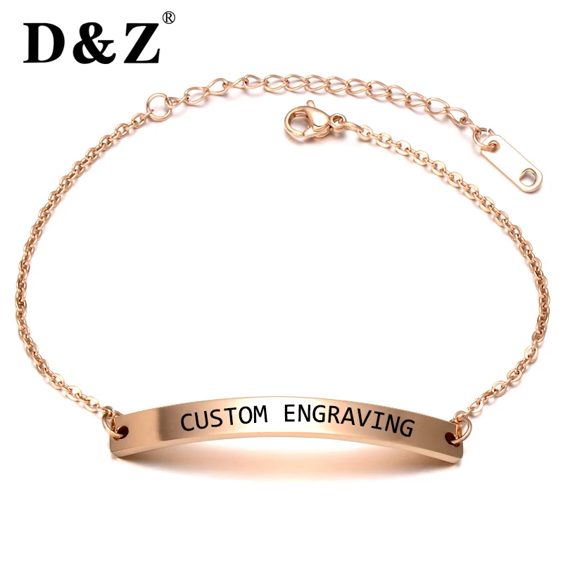

Laser Engrave Name Message ID Bangle Bracelet Women Stainless Steel Customize Bangles & Bracelets for Women Jewelry