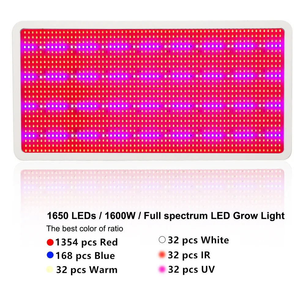 Полный спектр 1600 W 1200 W светодиодный свет завод красные, синие УФ ИК Светодиодная лампа для парниковый эффект; Выращивание растений без