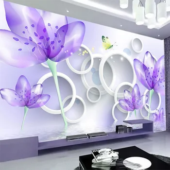 

Transparent Flower Fashion 3D Wallpaper Living Room TV Sofa Backdrop Wall Mural Modern Simple Papel De Parede Floral Home Decor