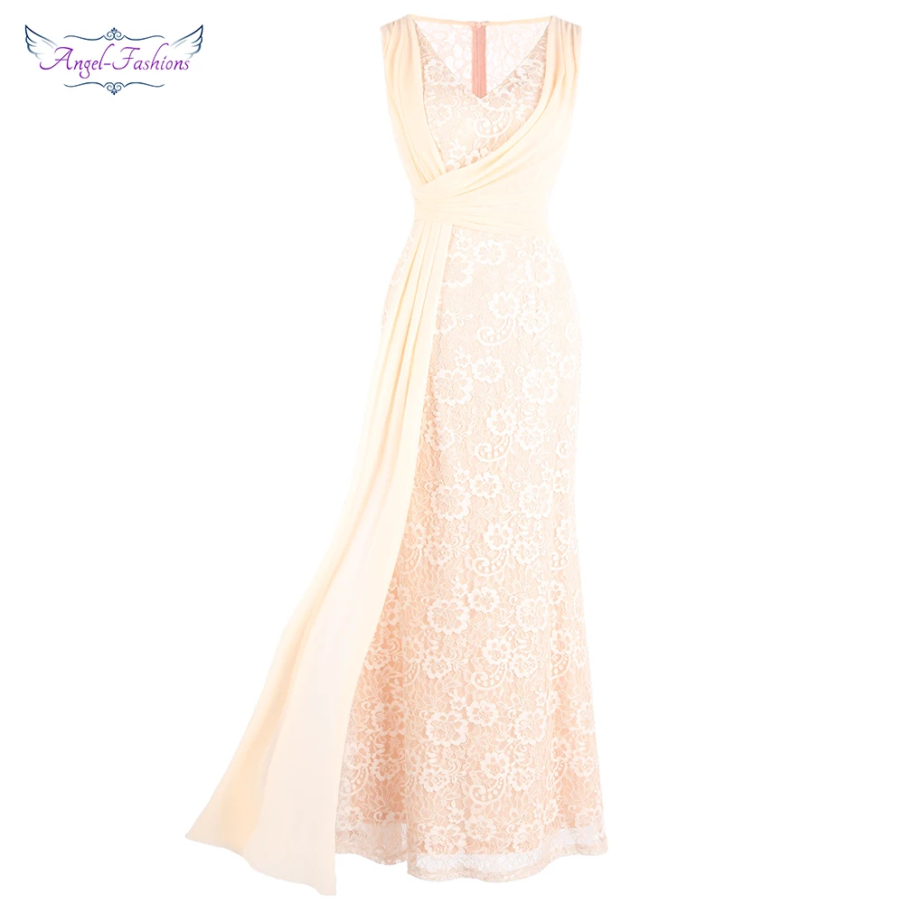 Женское кружевное платье Angel fashions светло оранжевое J 190107 S красное с треугольным