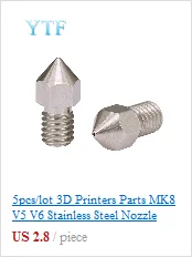 5 шт. 3D-принтеры части V5 V6 M6 Резьбовая насадка 0,2 0,25 0,3 0,4 0,5 0,6 0,8 1,0 мм для 1,75 мм 3,0 мм нить металлический E3D