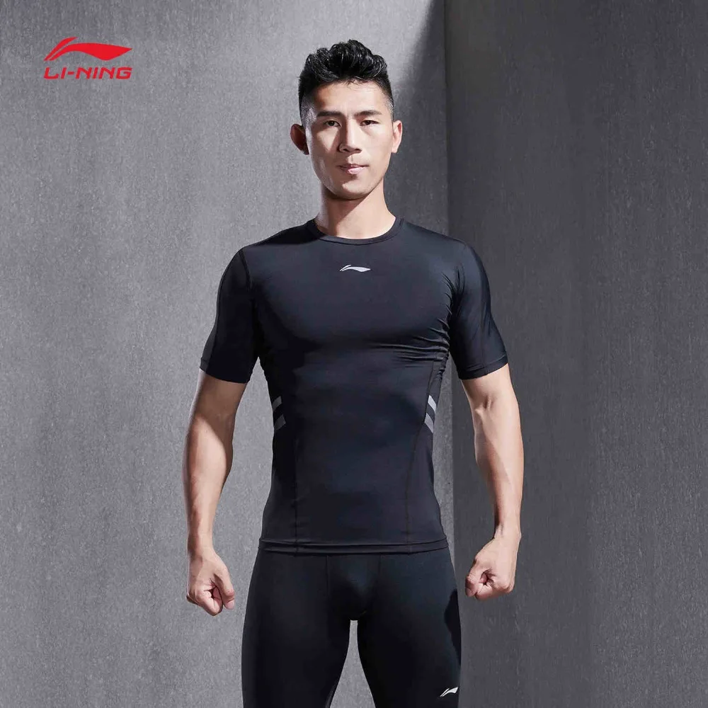 

Li-Ning Men Training Series Tights Base Layer Breathable Tee Tight Fit LiNing Comfort Sports T-Shirts AUDN093 CJAS18