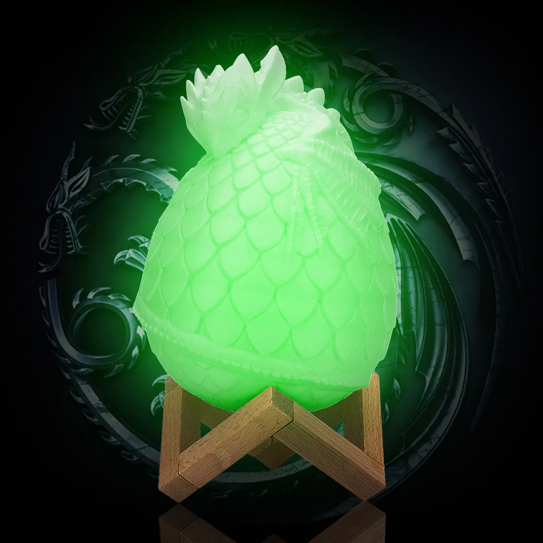 

20cm 16 Colors Dragon Egg 3D Printed LED Light Remote Control Dimmable Night Lamp with Stand for Home Decor Accessories