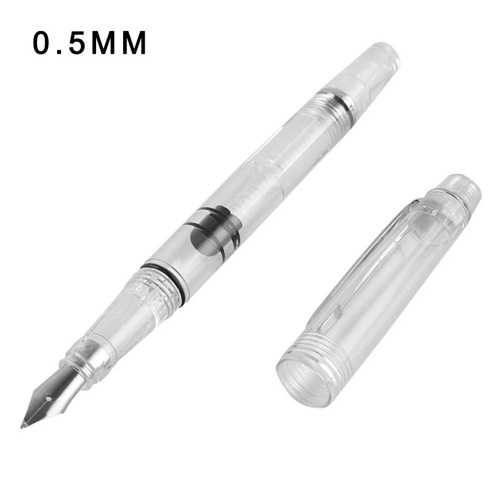 Прозрачная перьевая ручка школьные офисные канцелярские принадлежности 0,5 мм 0,38 мм перо каллиграф поршневые чернильные ручки JFlyer - Цвет: silver size 0.5mm