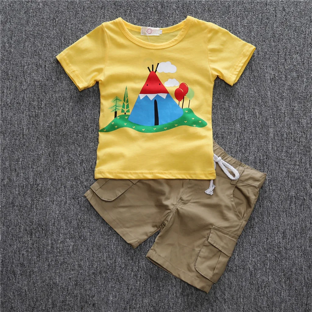 

MUQGEW Summer Children Kids Baby Boys Print T-shirt Tops+Pants Outfits Clothes Set Summer Children Clothes 2019