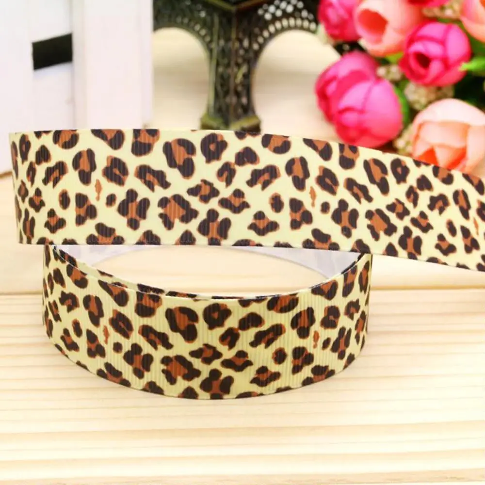 Many Size Leopard Animal Patterns Printed Grosgrain Ribbon Handmade Diy Materials Handcraft Decoration 100Y A2-22-2869