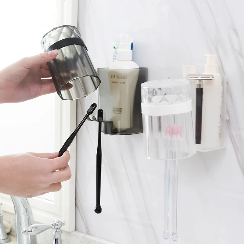 

Multi-function Transparent wall mounted single cup toothbrush and gargle suit toothbrush holder 8*14*11.5cm