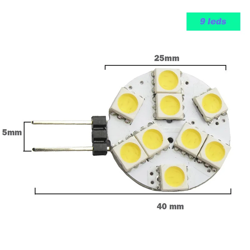 Промо-акция! 5 шт. G4 светодиодный светильник 1 Вт 3 Вт 5050 SMD светильник Кукуруза лампы морской Camper лодки RV светильник белый теплый свет, 6/9/12/24 светодиодный DC12V