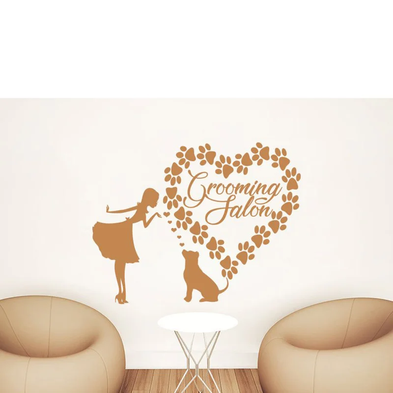 

Grooming Salon Wall for Pet hospital Decal Pet Vinyl Sticker beauty parlour Wall Decor Vet Shop Stickers Love Dog Decal G273