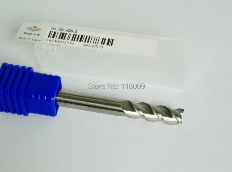 

2pcs 6mm AL-3E-D6.0 Original ZCC.CT Carbide 3 Flutes Flat end mills for Aluminum D6*18*D6*50