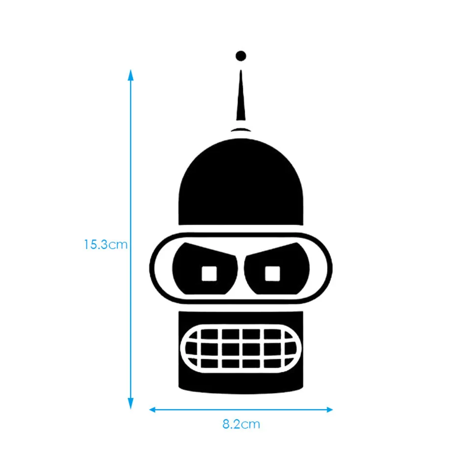 Bender Face Cartoon Fashion Car Styling Stickers Decals Vinyl Creative Car Body Wall Window Toilet Stickers Funny 8.2cm15 (7)