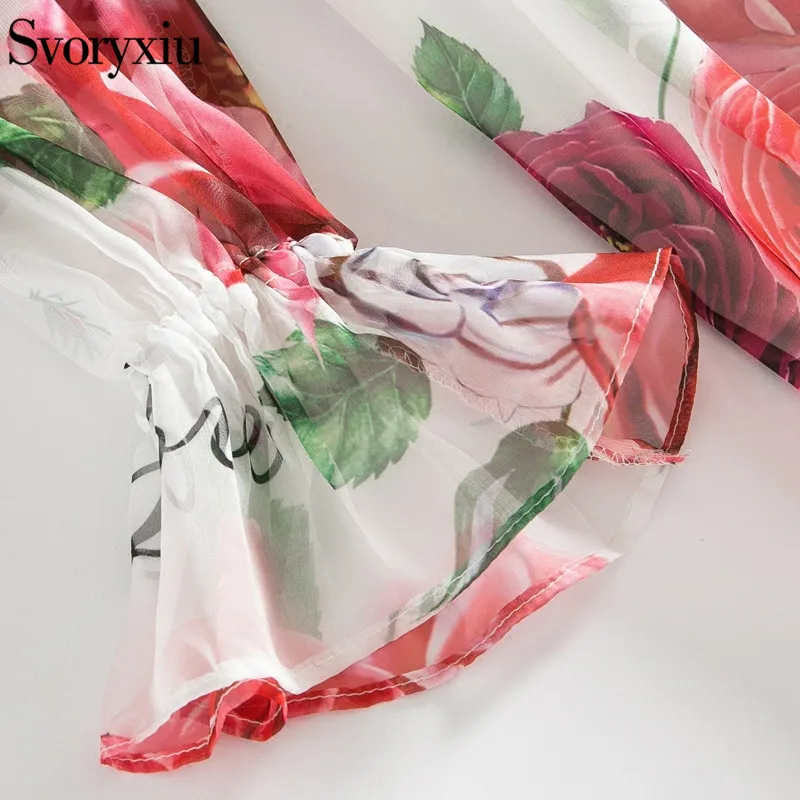 Runway Designer Boho Maxi Dress Women's Elegant Beach Vacation Flower Printing Long Dress Bow Collar Floor-Length Party Dresses