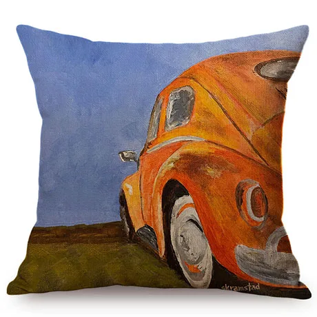 Vintage Car Style Print Cotton Linen Home Decorative Throw Pillow Case Living Room Nostalgia Restaurant Decoration Cushion Cover K93-1