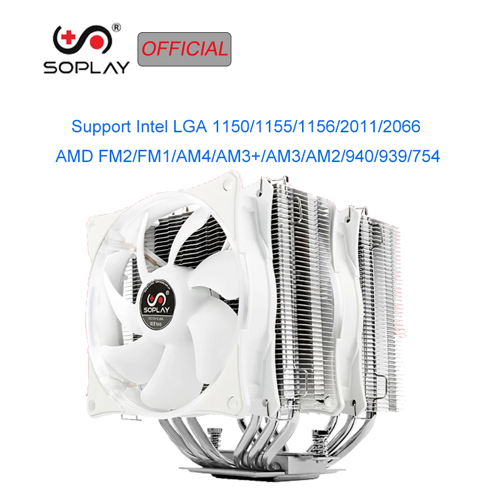 

SOPLAY V587 CPU Cooler Radiator 6 Copper Pipe Cooler CPU Cooling Fan Support Intel LGA 1150/1155/1156/2011 AMD FM2/FM1/940