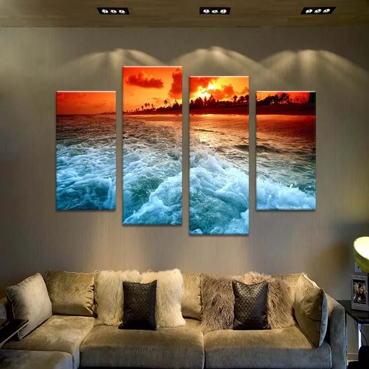 2016-No-Single-New-Promotion-Painting-4pcs-Under-The-Sunset-Glow-of-Tide-Home-Living-Room (1)