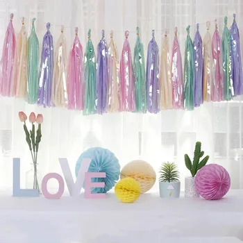 

5pcs Unicorn Rainbow Sparkle Garland Iridescent Pastel Decorations High Chair Banner 1st Birthday Mermaid Baby Shower Favor